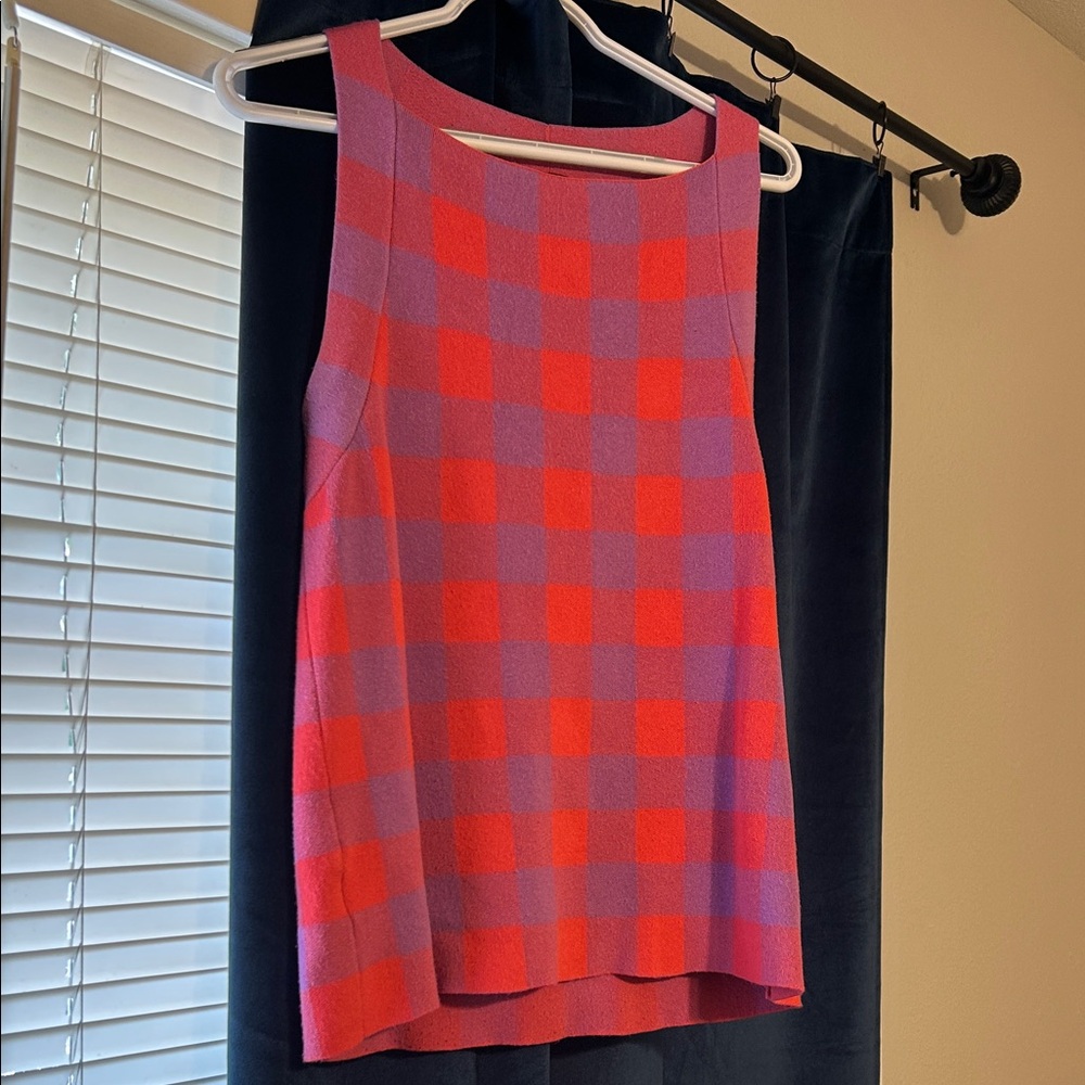 Purple and Coral Checkered Women's Top